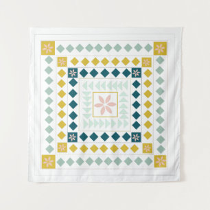 Colorful Moderne Geometric Medallion Art-ontwerp Wandkleed