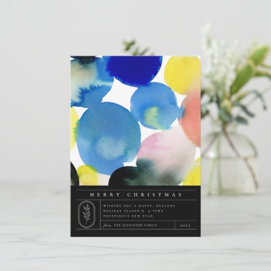 Colorful Moderne Waterverf Art Feestdagenkaart (Staand voorkant)