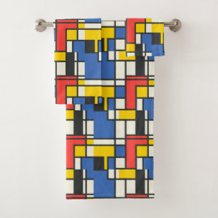 Colorful Mondrian Style Abstract Geometric Bad Handdoek