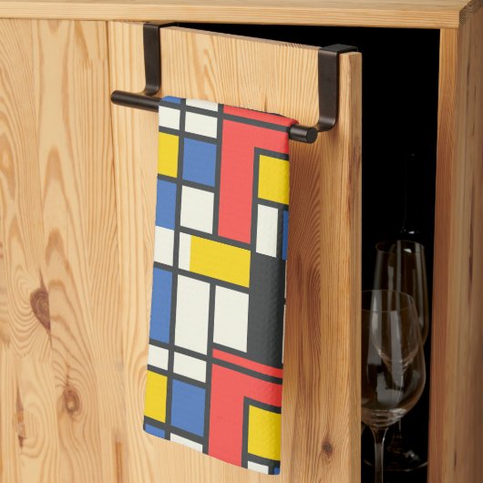 Colorful Mondrian Style Abstract Geometric Theedoek (Derde Gevouwen)