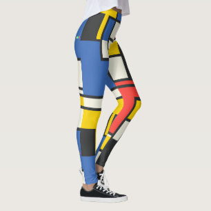 Colorful Mondrian Style Geometric Design Leggings