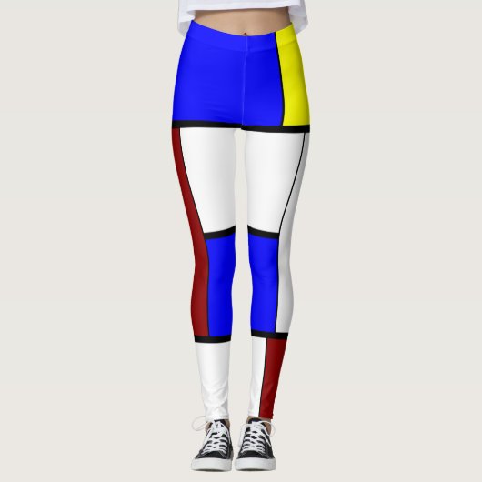 Colorful Mondrian Styled-samenstelling Leggings (Voorkant)
