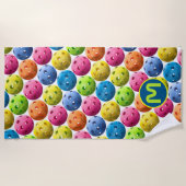 Colorful Monogram Pickleball Strandlaken (Voorkant)