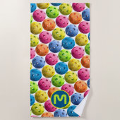 Colorful Monogram Pickleball Strandlaken (Voorkant)