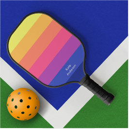 Colorful Monogram Volledige naam Geel Blauw Gradië Pickleball Paddle