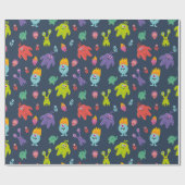 Colorful Monster Pattern | Donker Cadeaupapier (Vlak)