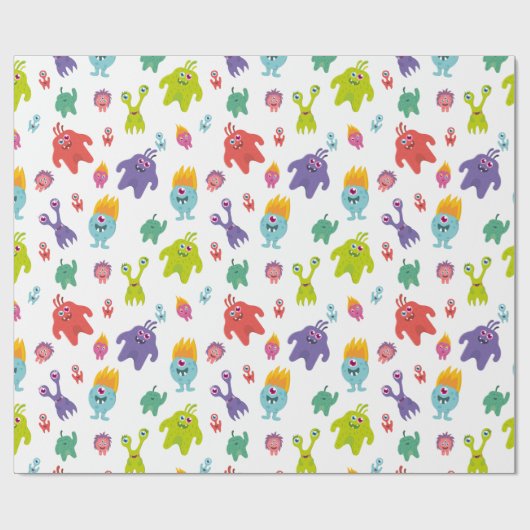Colorful Monster Pattern | wit Cadeaupapier (Vlak)