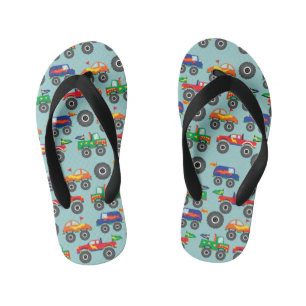 Colorful Monster Trucks Boy Teenslippers