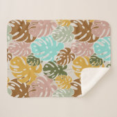 Colorful monstera oerwoud sherpa deken (Voorkant (horizontaal))