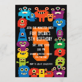 Colorful Monsters kinderen Birthday Party Invitati Kaart