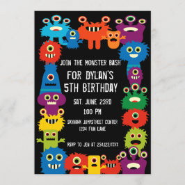 Colorful Monsters kinderen Birthday Party Invitati Kaart