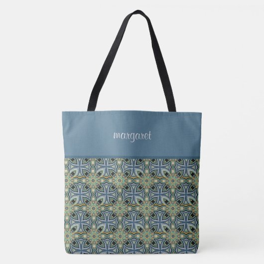 Colorful Moroccan Pattern Monogramed Draagtas (Voorkant)