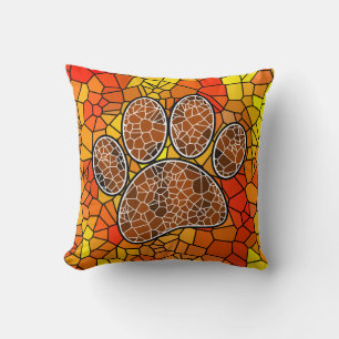 Colorful Mosaic Art Dog Paw Print Kussen