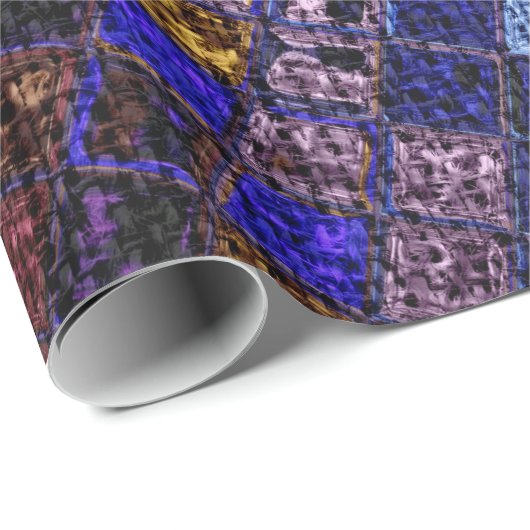 Colorful Mosaic Pattern Burlap Rustic #17 Cadeaupapier (Rol Hoek)