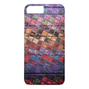 Colorful Mosaic Pattern Wood Kijk #16 iPhone 8 Plus / 7 Plus Hoesje