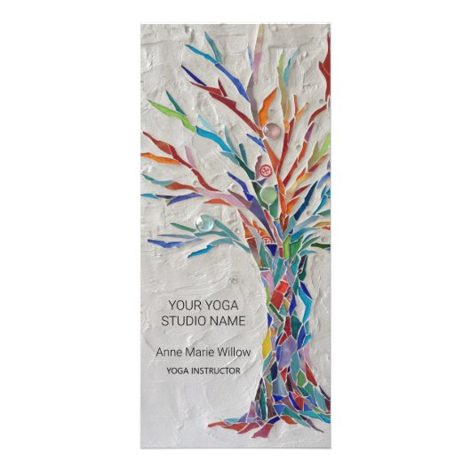 Colorful Mosaic Tree Yoga Studio Reclamekaart (Voorkant)