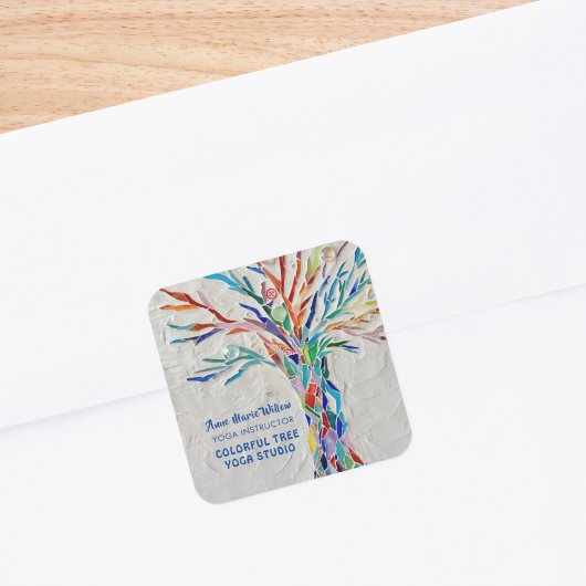 Colorful Mosaic Tree Yoga Studio Vierkante Sticker