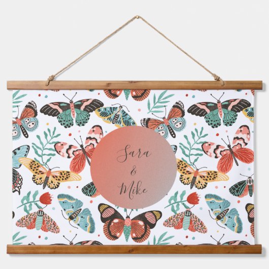 Colorful Moth Butterfly Pattern - Gepersonaliseerd Hangend Wandkleed (Voorkant)