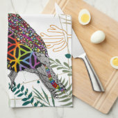 Colorful Mountain Quail Kitchen Towel Theedoek (Quarter Fold)