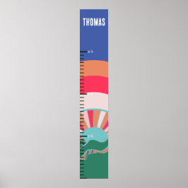 Colorful Mountain Sun Little Boys Growth Chart Poster
