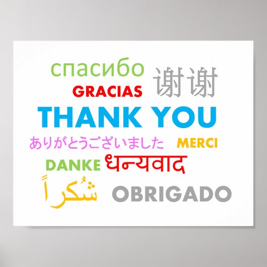 Colorful Multiple Language Hartelijk dank Poster (Voorkant)