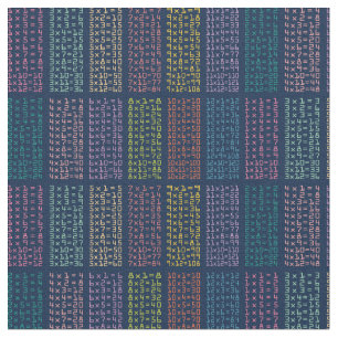 Colorful Multiplication Tables Pattern on Navy Stof
