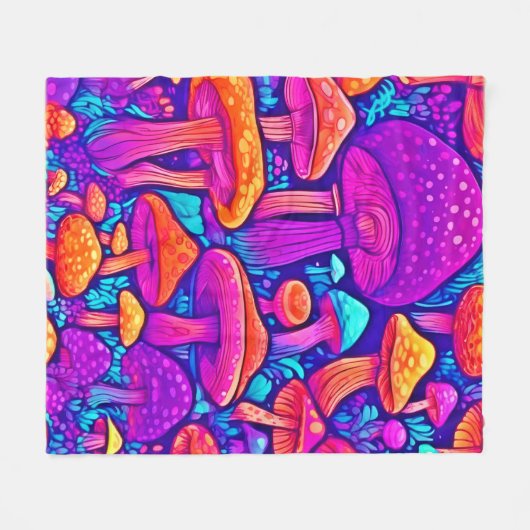 Colorful Mushroom Patroon Fleece Deken (Voorkant (Horizontaal))