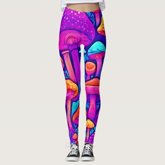 Colorful Mushroom Patroon Leggings (Voorkant)