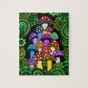 Colorful Mushrooms Jigzaag Puzzle Legpuzzel