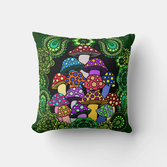 Colorful Mushrooms Pillow Kussen (Voorkant)