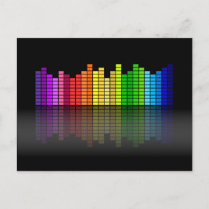 Colorful Music Equalizer w/Reflection, Cool Techno Briefkaart