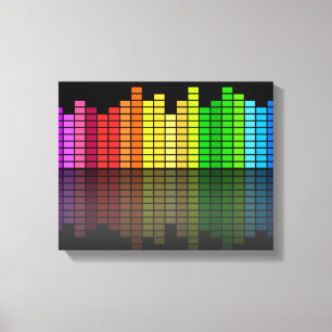 Colorful Music Equalizer w/Reflection, Cool Techno Canvas Afdruk