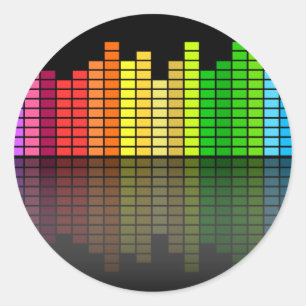 Colorful Music Equalizer w/Reflection, Cool Techno Ronde Sticker