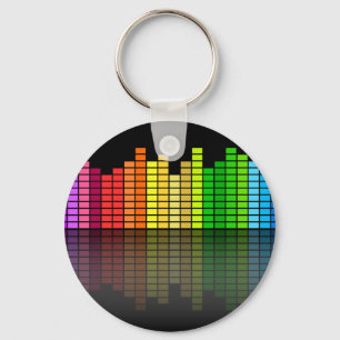 Colorful Music Equalizer w/Reflection, Cool Techno Sleutelhanger
