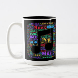 Colorful Music Genres Tweekleurige Koffiemok