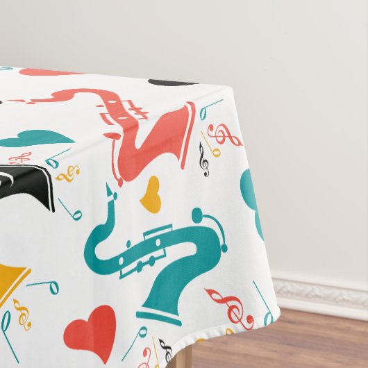 Colorful Music Instruments Note & Hearts Pattern Tafelkleed (Voorbeeld)