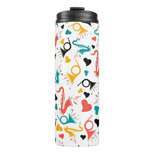 Colorful Music Instruments Note & Hearts Pattern Thermosbeker (Voorkant)