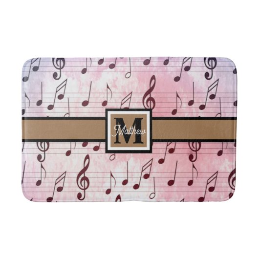 Colorful Music note Musician Monogram Badmat (Voorkant)