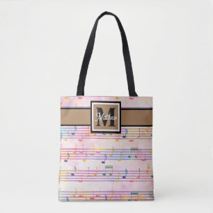 Colorful Music note Musician Monogram Canvas tas