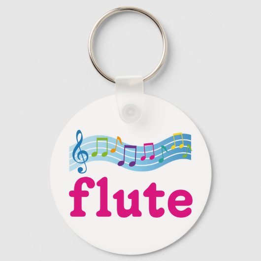 Colorful Music Personeel Flute Design Cadeaus Sleutelhanger (Voorkant)