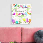 Colorful Musical Birds Canvas Print Spring (Insitu (Woonkamer))