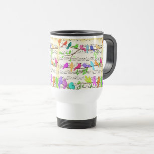 Colorful Musical Birds Travel Mug Spring Reisbeker