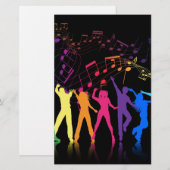 Colorful Musical Notes and Dancers Briefpapier (Voorkant / Achterkant)