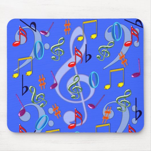 Colorful Musical Notes Mousepad II Muismat (Voorkant)