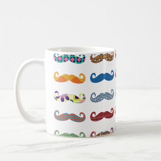 Colorful Mustaches Koffiemok (Links)
