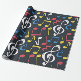 Colorful muzieknoot Patroonmuzikant Cadeaupapier