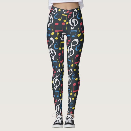 Colorful muzieknoot Patroonmuzikant Leggings (Voorkant)