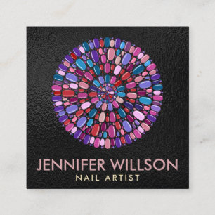 Colorful Nail Art Mandala - Benoeming Vierkante Visitekaartje