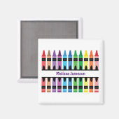 Colorful Name Monogram Pencils Crayon Magneet (Voorkant / Achterkant)