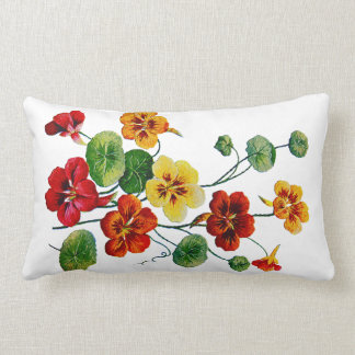 Colorful Nasturtiums Faux Embroided Pillow Kussen